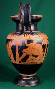 Cratere a volute del Pittore di Magonza, raffigurante una lotta tra un guerriero e un