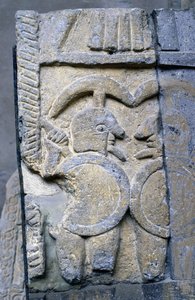 Guerriero etrusco su un sarcofago del Museo Nazionale di Tarquinia da Etruscan Etruscan