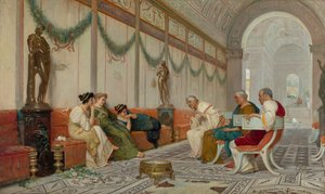 Interno di edificio romano con figure da Ettore Forti