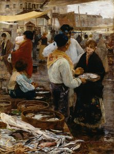 Mercato del pesce a Venezia da Ettore Tito