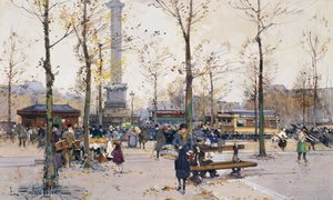 Place de la Bastille, Parigi da Eugene Galien Laloue