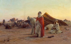 Tenda nel deserto. La preghiera. (dettaglio). Dipinto di Eugene Alexis Girardet (1853-1907) XIX secolo Bayonne, Museo Bonnat da Eugene Alexis Girardet