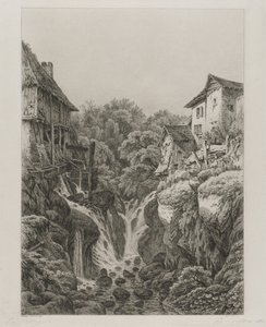 Il Mulino e la Cascata di Grésy vicino ad Aix-les-Bains da Eugene Bléry