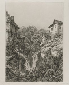 Il mulino e la cascata di Grésy vicino ad Aix-les-Bains da Eugene Bléry