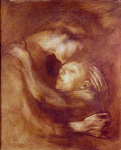 Il bambino malato. Olio su cartone di Eugène Carrière (1849-1906) XIX secolo Parigi, museo d