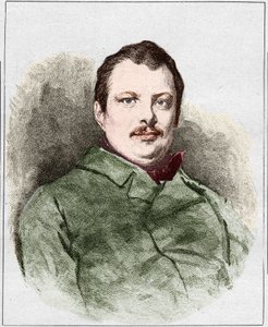 Ritratto di Honoré Balzac nel 1830 (1799 - 1850), scrittore francese. Incisione di Eugène Chiquet.