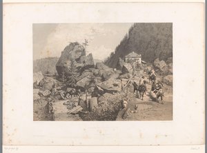 Viaggiatori sul passo della Tête Noire tra Martigny e Chamonix da Eugene Ciceri
