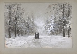 Scena invernale con due uomini, 1830-90