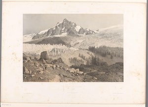 Veduta del ghiacciaio dei Bossons nella valle di Chamonix (Gezichten in Zwitserland en Savoye, La Suisse et la Savoie)