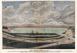Progetto del Tunnel della Manica tra Dover e Sangatte da Eugene Damblans