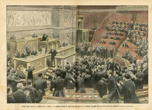 Illustrazione di Eugene Damblans (1865-1945) in Le Pèlerin, 06/11/04 - Dopo aver insultato il Papa e la Croce, M. Combes ha insultato M. Ribot che è sceso dal podio, acclamato da due terzi dei deputati