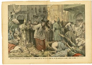 Illustrazione di Eugene Damblans (1865-1945) in Le Pelerin, 31/10/20 - Secondo centenario della peste a Marsiglia - Medicina, Religione Fede, Marsiglia, Peste, Cattolico Cattolicesimo - Processione da Eugene Damblans