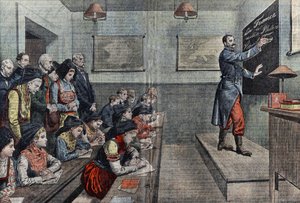 La prima classe in francese in Alsazia riconquistata. Illustrazione di Damblans. In 