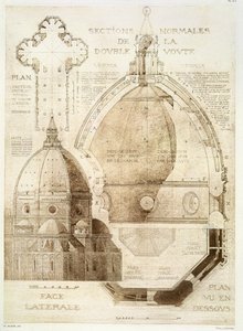 Piano, sezione ed elevazione della Cattedrale di Firenze, da 