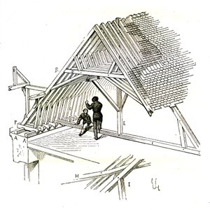Viollet-Le-Duc mostra due figure che studiano una cornice da Eugene Emmanuel Viollet le Duc