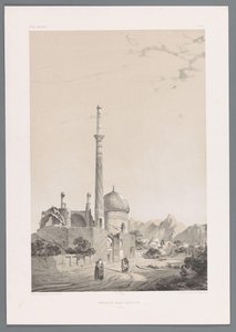 Moschea Baba Sukhte con il minareto Bagh-e-Ghoushkhane a Isfahan da Eugene Flandin