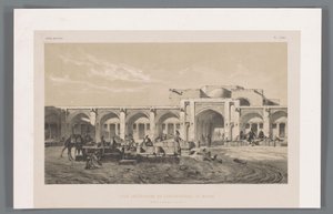 Cortile interno del caravanserraglio di Mahyar da Eugene Flandin