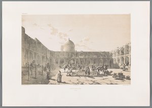 Caravanserai-i-Shah a Qazvin (Caravân-Serail-I-Châh, Perzische landschappen, Perse moderne) da Eugene Flandin