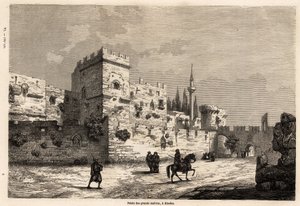Il palazzo dei grandi maestri a Rodi, disegno di Eugene Flandin, per illustrare il suo viaggio nell