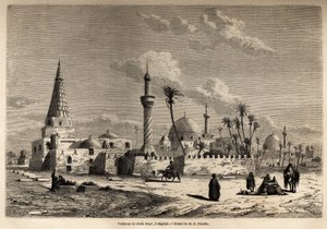 La tomba di Sheikh Omar, a Baghdad, disegno di Eugene Flandin, per illustrare il suo viaggio in Mesopotamia nel 1840-1842. Incisione in "Le tour du monde" 1861. Collezione Selva