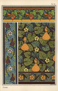 Zucca in carta da parati, vetrate e motivi di tessuto da Eugene Grasset