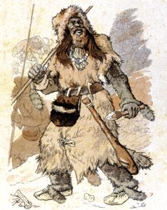 Uomo durante il paleolitico, c.1900 (illustrazione) da Eugene Grasset
