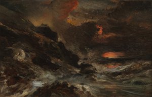 Una tempesta al largo della costa della Normandia, probabilmente anni 1850