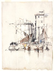 Presso il mare - Villaggio di pescatori da Eugene Isabey