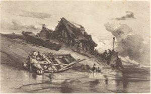 Capanne di pescatori da Eugene Isabey