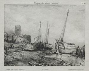 Barche da Pesca lungo la Spiaggia da Eugene Isabey