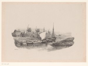 Porto con barche e mulini a vento (serie Souvenirs d