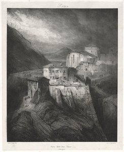 Viaggi pittoreschi e romantici nella vecchia Francia: Alvernia (vol. II): Chiesa di San Giovanni, Thiers, Tavola 129 da Eugene Isabey