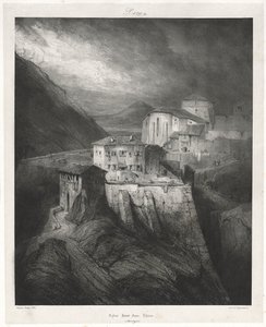 Viaggi pittoreschi e romantici nella vecchia Francia: Alvernia vol. II: Chiesa di San Giovanni, Thiers, Piatto da Eugene Isabey