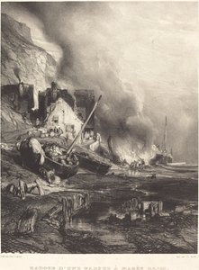 Riparazione di una barca a bassa marea da Eugene Isabey