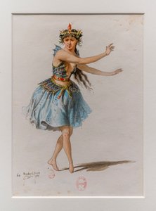 La Korrigane. Balletto di Charles-Marie Widor, modello di costume. 1880, penna, acquerello e gouache su carta. da Eugene Lacoste
