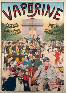 Vaporine Essence Homogene pour Automobiles, illustrazione firmata da Eugene Le Mouel da Eugene Le Mouel