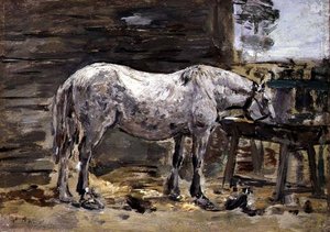 Un cavallo che beve, c.1885-90 da Eugene Louis Boudin