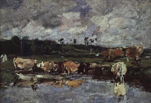 Animali in uno Stagno, c.1881-88 da Eugene Louis Boudin