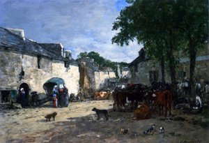 Mercato del bestiame a Daoulas, Bretagna da Eugene Louis Boudin