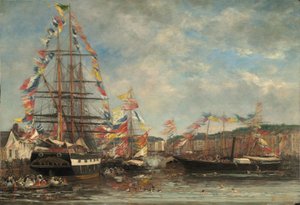 Festival nel porto di Honfleur, 1858 da Eugene Louis Boudin