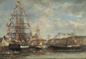 Festival nel porto di Honfleur, 1858 da Eugene Louis Boudin