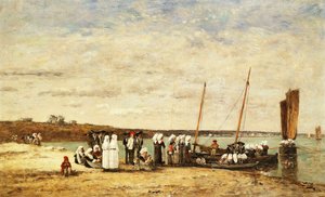 Pescatrici che sbarcano da Plougastel da Eugene Louis Boudin