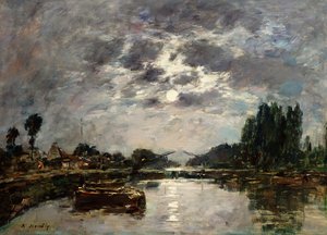Chiaro di luna, Canal de St. Valery, 1891 da Eugene Louis Boudin