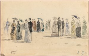 Persone sulla spiaggia a Trouville da Eugene Louis Boudin