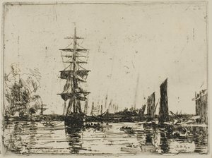 Paesaggio marino con barche