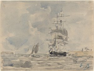 Marina con veliero, c. 1875 da Eugene Louis Boudin