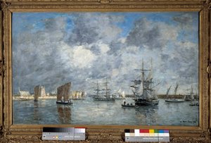 Il Porto di Carnaret. Dipinto di Eugene Louis Boudin (1824-1898). 1872. Parigi, Museo d