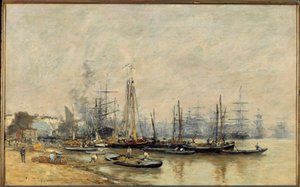 Il porto di Bordeaux. Navi sulla Garonna. Dipinto di Eugene Louis Boudin (1824-1898) 1874 Parigi, Museo d