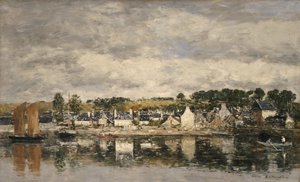 Villaggio vicino a un fiume, probabilmente 1867