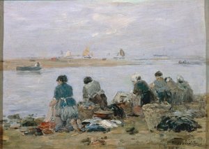 Lavandaie sulle rive del fiume Touques vicino a Trouville da Eugene Louis Boudin